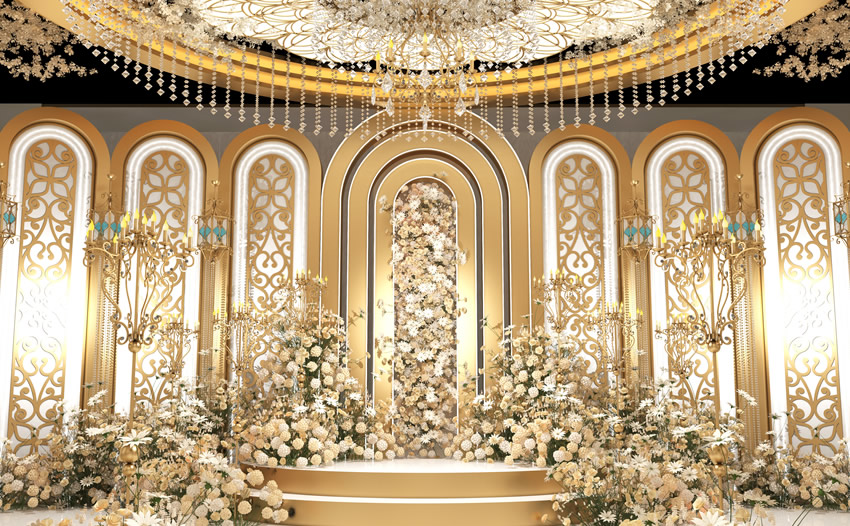 绥滨香槟色调婚礼堂效果展示